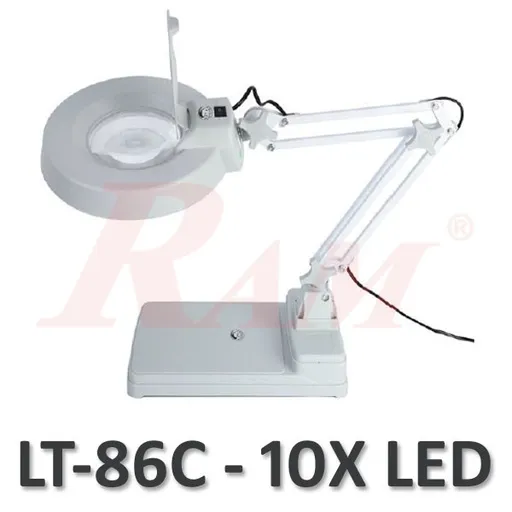 حامل مكبّر زجاجي LT86C بتكبير 10X مع إضاءة LED