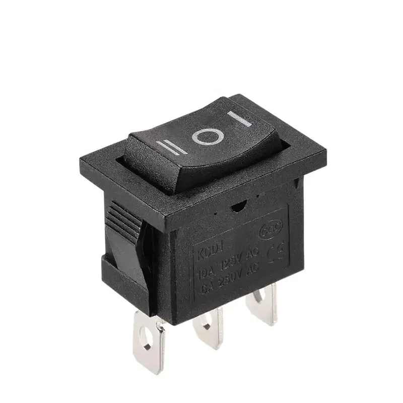 مفتاح روكر KCD1 بثلاثة أوضاع ON-OFF-ON، 6 أمبير 250 فولت، 3 أطراف