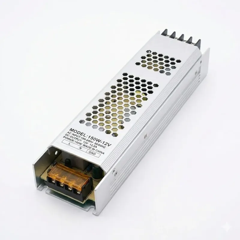 Slim Metal Power Supply 12V 12.5A 150W (AC 190–240V)