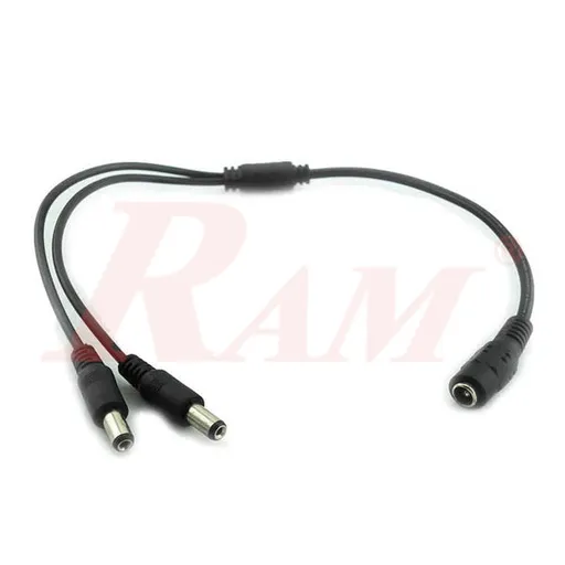 DC Female to 2 Male 2.1mm DC Power Splitter Cable