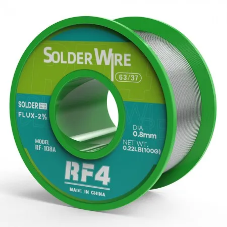 سلك لحام RF4 ‏RF-108A بقلب كولوفونيا 0.8 مم ونسبة قصدير 63% ‏100 جم