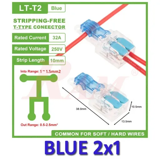 موصل تفرع WAGO T-Tap 2x1 أزرق 1-1.5 مم² LT-T2-BLUE