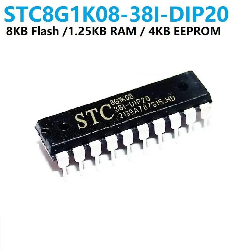 STC8G1K08-38I-DIP20 8-bit 8051 MCU, 8KB Flash, 1.9-5.5V