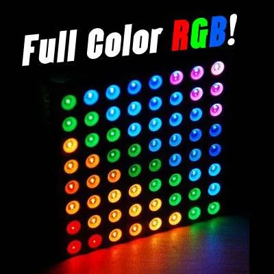 شاشة LED مصفوفة 8×8 ملونة RGB بقطب موجب مشترك، أبعاد 60×60 مم