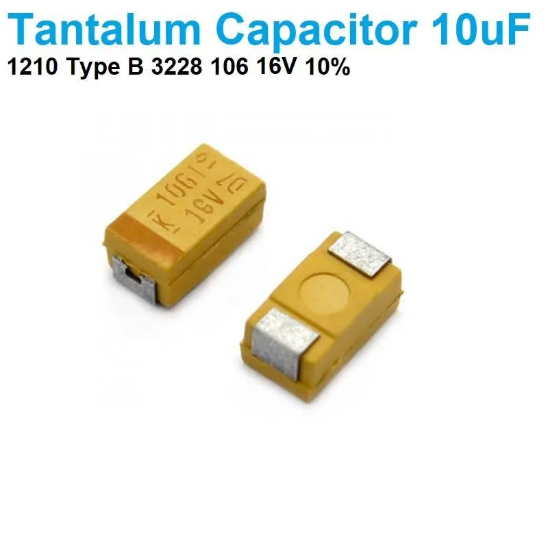 مكثف تنتالوم صلب SMD بمقاس 1210 (Type B) وسعة 10uF وجهد 16V