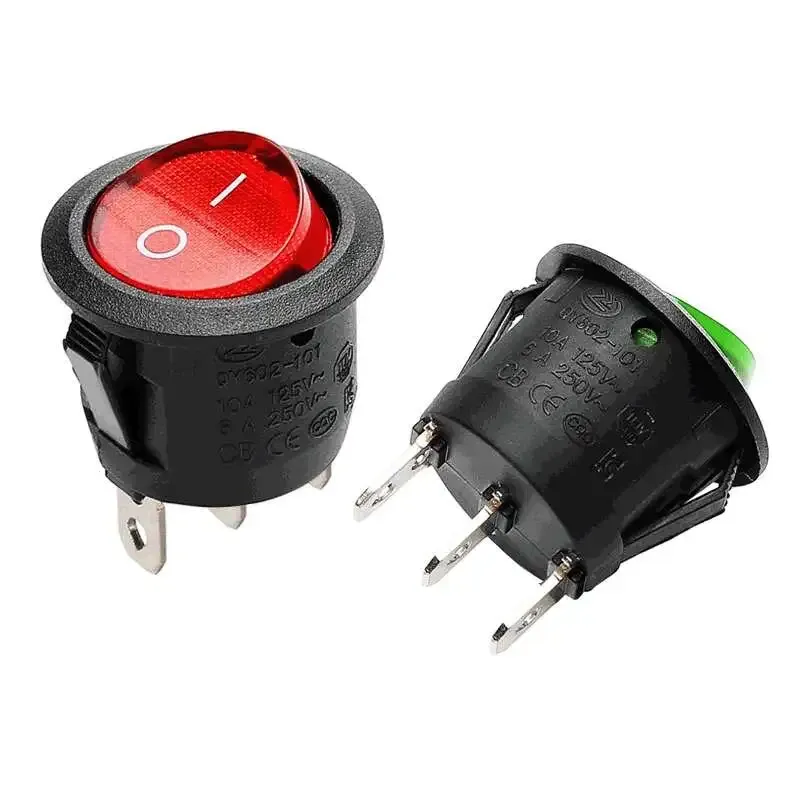 KCD1 ON/OFF Rocker Switch 3-Pin 6A 250VAC with LED (20mm)