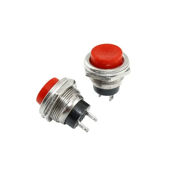 Round Momentary Push Button Switch 16mm 2-Pin Red