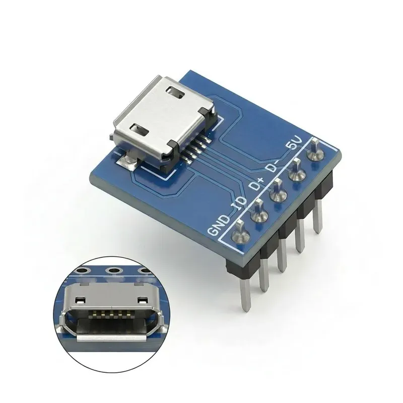 Micro USB Female Breakout Module 5-Pin 2.54mm