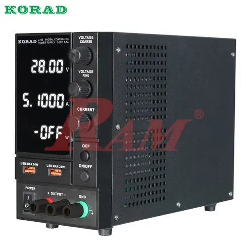 مزود طاقة مخبري KORAD U206 بخرج 0-60 فولت و5 أمبير و300 واط مع منفذي USB للشحن السريع