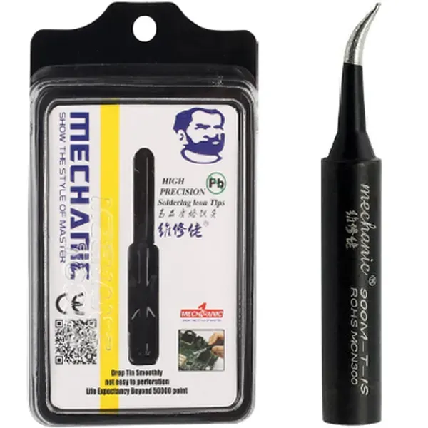 MECHANIC 900M-T-IS Curved Lead-Free ESD Soldering Tip, Black