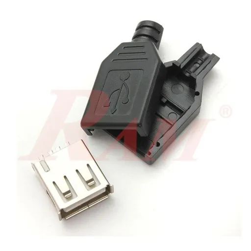 USB 2.0 Type-A Female 4-Pin Jack Connector with Plastic Cover