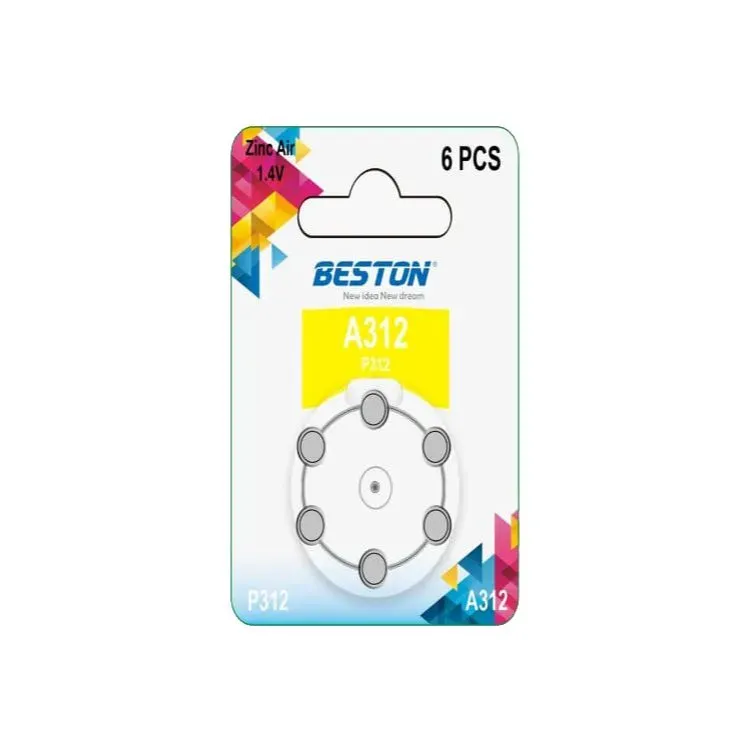 BESTON A312 P312 Zinc Air Hearing Aid Battery 1.4V 155mAh (6 Pcs)