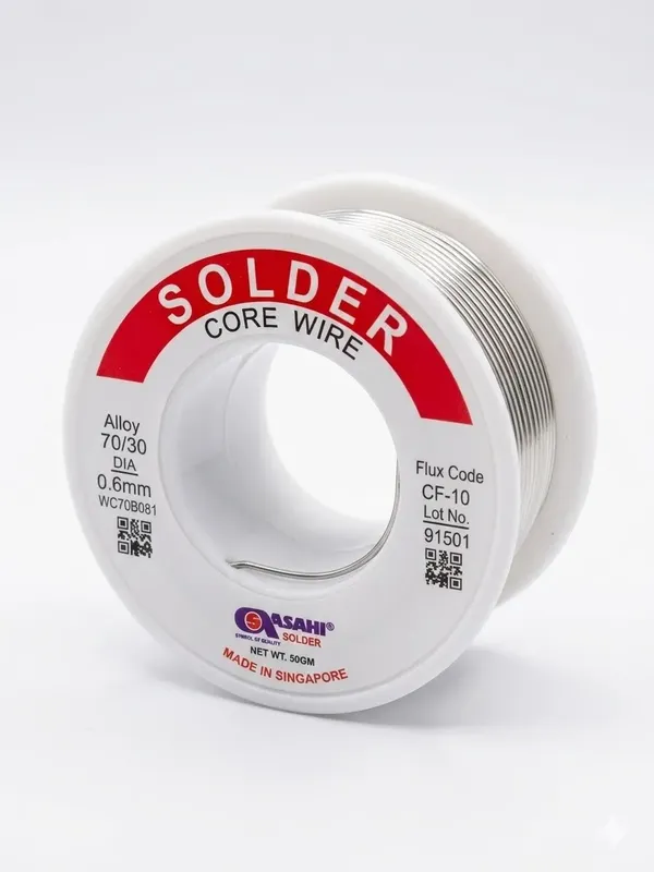 Asahi Solder Core Wire 0.6 mm 70/30 Alloy, 50 g, Flux CF-10