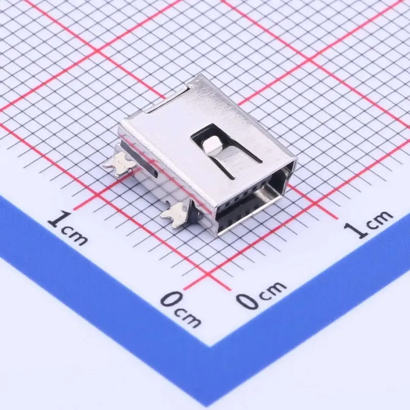 موصل USB من نوع Mini-B أنثى بخمسة أطراف للتثبيت السطحي SMD