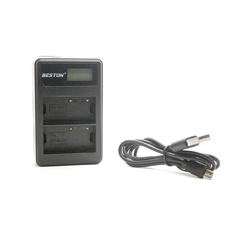 شاحن Beston EN-EL3E مزدوج للبطاريات مع منفذ Micro USB