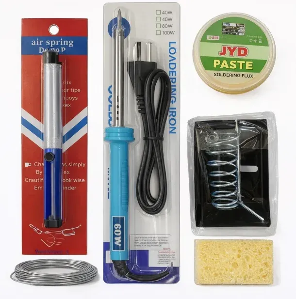 Soldering Starter Kit for Beginners (60W Iron, Pump, Flux, Solder)