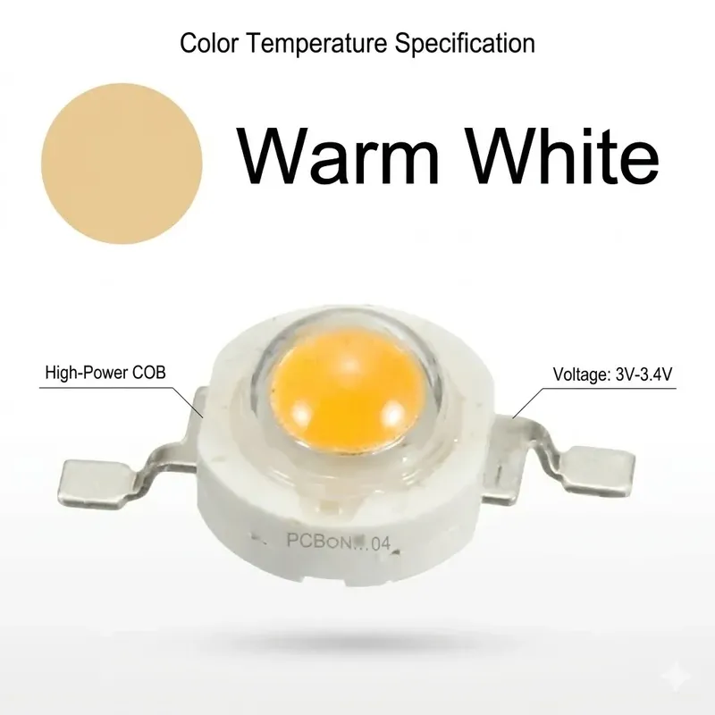 LED 1W Warm White SMD 2-Pin High-Power LED, 3000-3500K