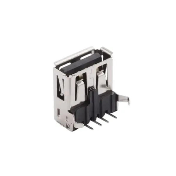 موصل USB Type-A أنثى للحام على اللوحة بزاوية قائمة 4 أطراف