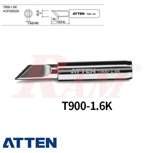 ATTEN T900-1.6K Lead-Free Chisel Soldering Iron Tip, Large Flat