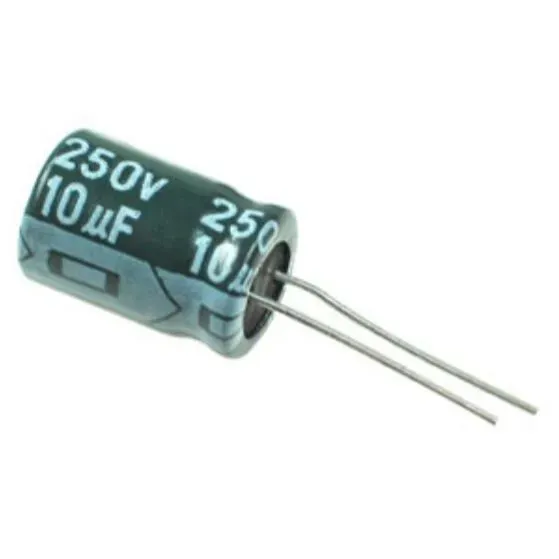 مكثف إلكتروليتي ألومنيوم 10 ميكروفاراد 250 فولت