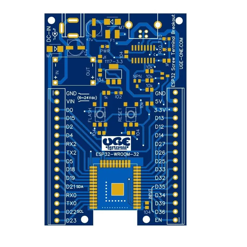 لوحة PCB لبناء لوحة ESP32 ذات أطراف البراغي