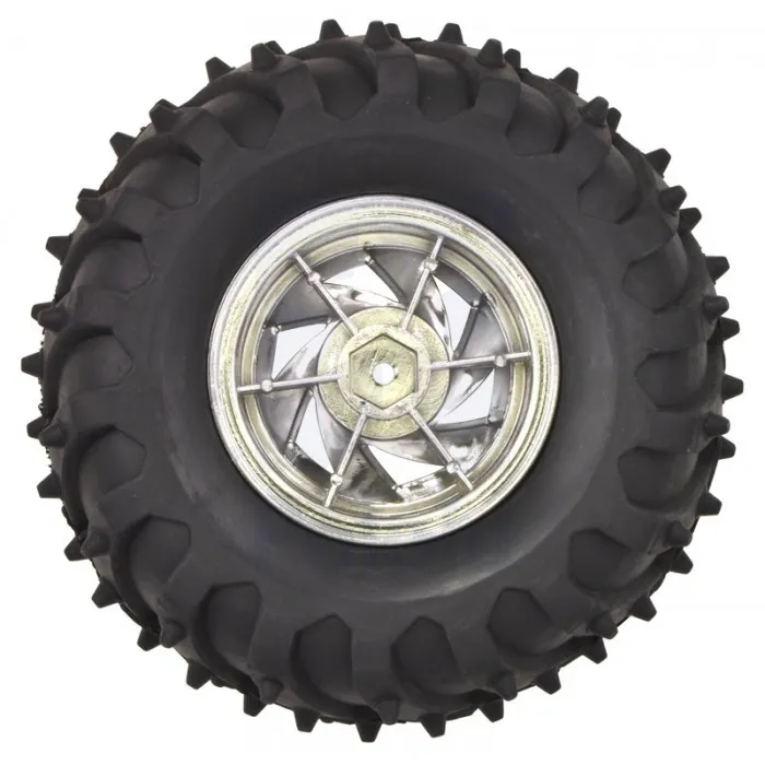 120×60mm Off-Road Robot Wheel with Silver Rim (Single Wheel)