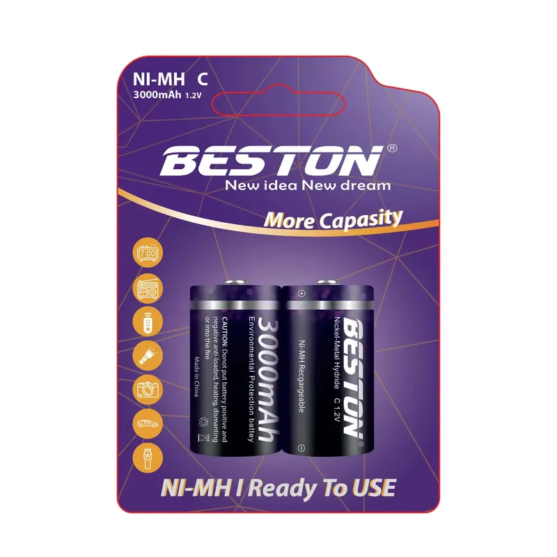 BESTON NiMH C Rechargeable Battery 3000mAh 1.2V (2 pcs)