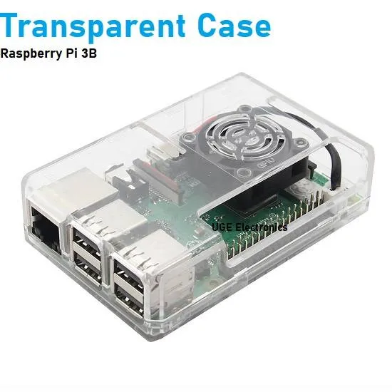 علبة ABS شفافة بفتحة مروحة لـ Raspberry Pi 3 B وB+