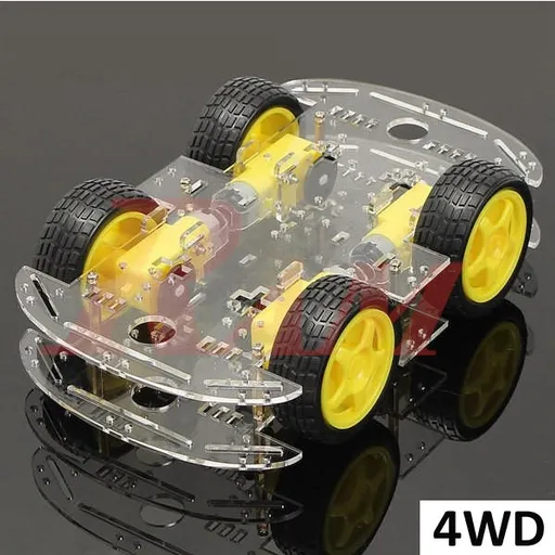 4WD Robot Car Chassis Kit with Speed Encoder Wheels, 2 Floors