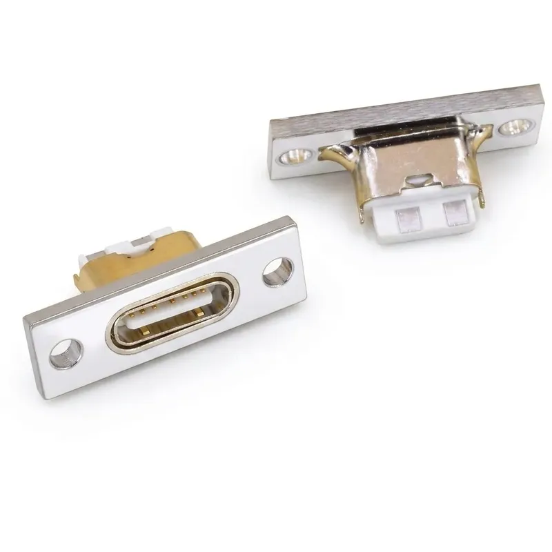 USB Type-C Female Panel Socket 2 Pin Screw Hole (White Board)