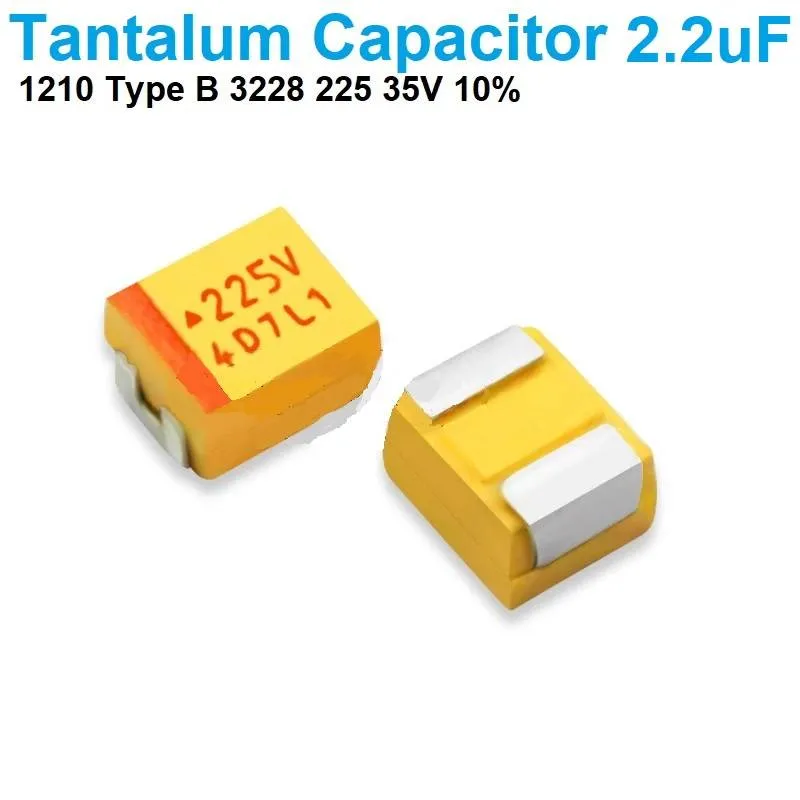 مكثف تانتالوم SMD صلب بمقاس 1210 نوع B بسعة 2.2 ميكروفاراد و35 فولت