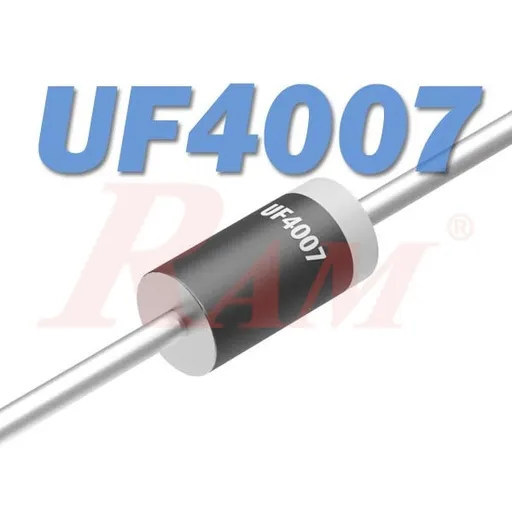 ثنائي تقويم سريع الاسترداد UF4007 جهد 1000 فولت تيار 1 أمبير DO-41