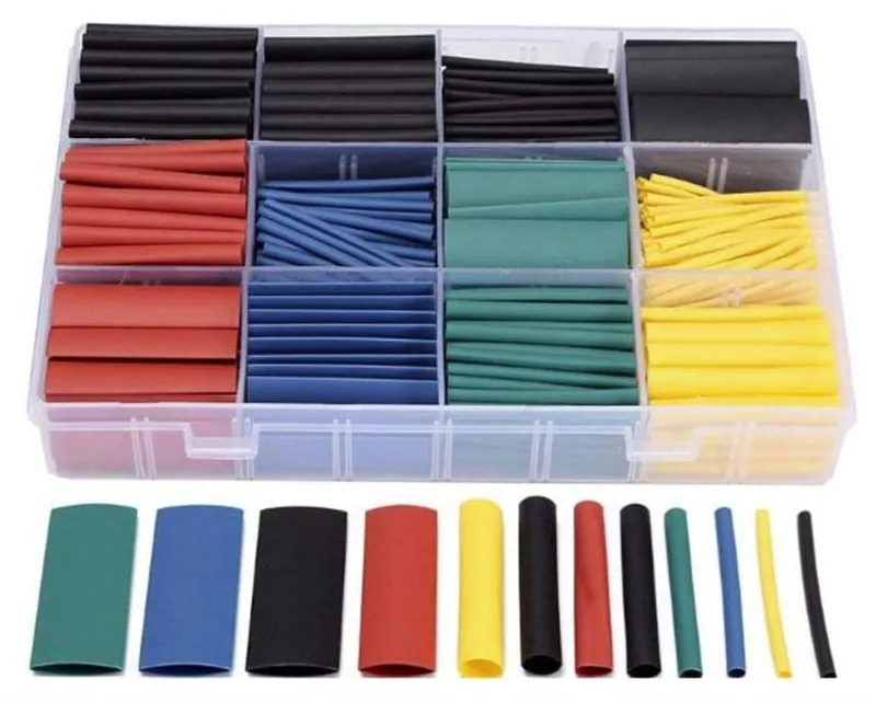 Polyolefin Heat Shrink Tubing Assortment, 580 Pieces, 2:1 Ratio