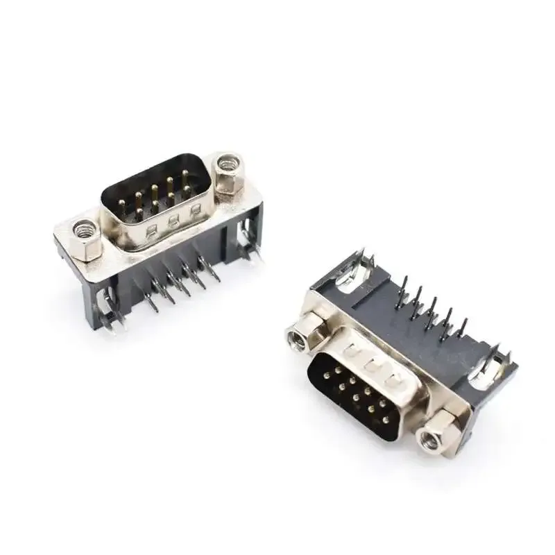 DE9 (DB9) Male Right-Angle PCB D-Type Connector, 9 Pin 2 Row