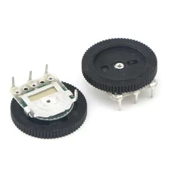 Round Dial Potentiometer with Thumbwheel 50kΩ 16mm 3-Pin