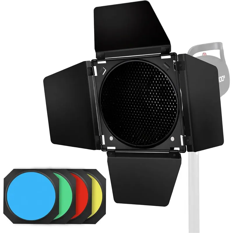 BD-02 Barndoor Kit with Honeycomb Grid and 4 Color Gels