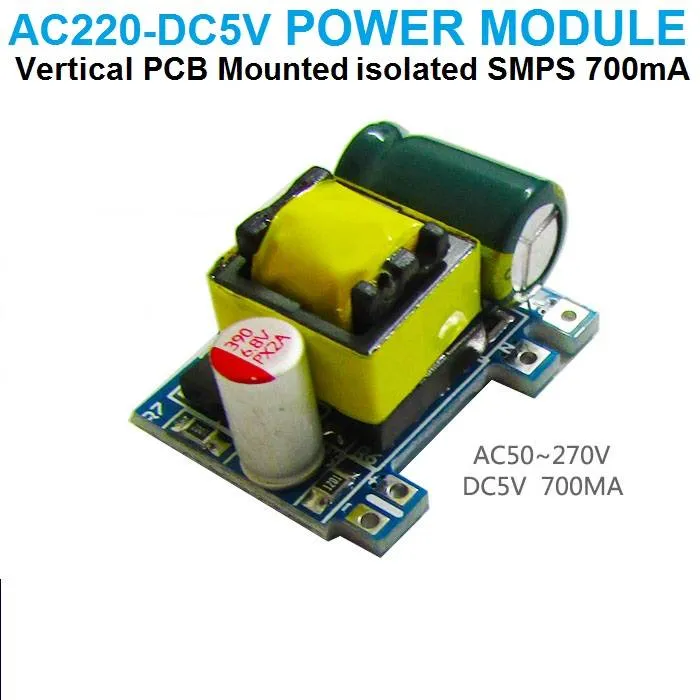 وحدة مزود طاقة معزولة AC-DC من 220 فولت إلى 5 فولت بتيار 700 mA (3.5 واط)