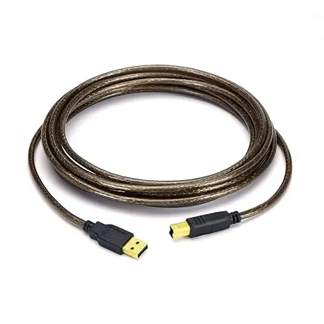 كابل USB-A إلى USB-B بطول 1.5 متر بلون أسود شفاف