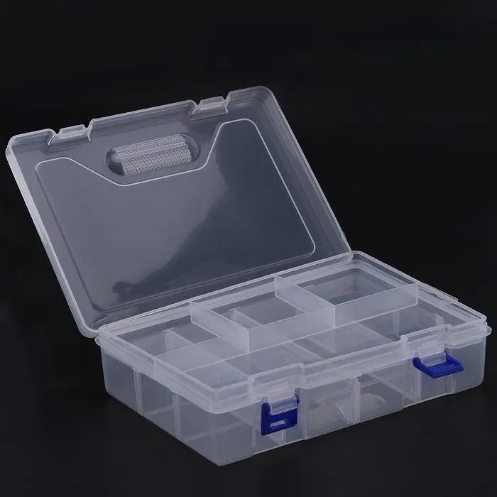 Component Storage Double Layer Box 8 Grids 230x160x60 mm Clear White
