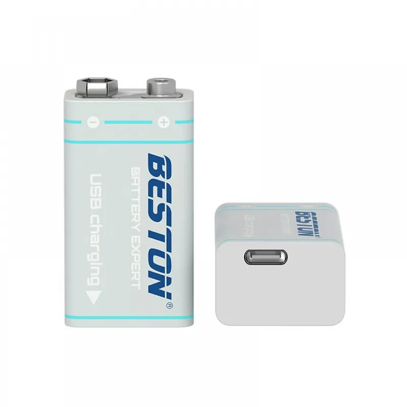 بطارية BESTON 9 فولت ليثيوم-أيون 1000mAh قابلة للشحن عبر USB-C