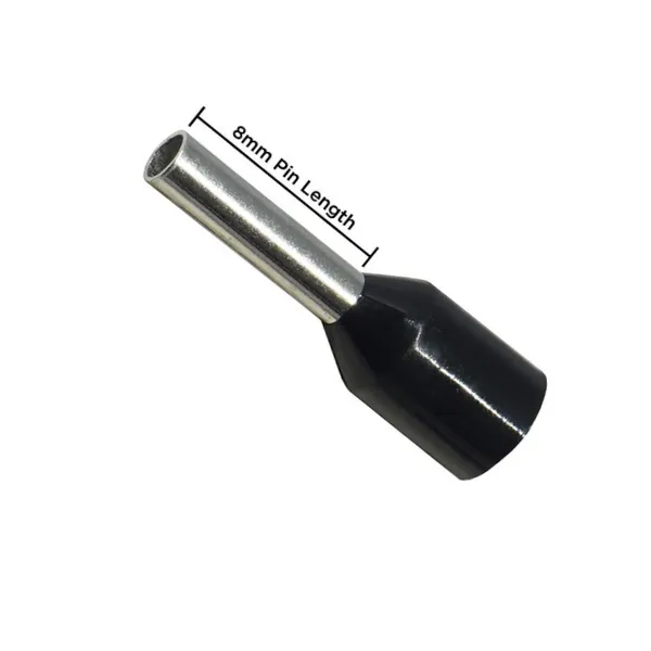 E1508 Black Insulated Crimp Pin Terminal (Ferrule)