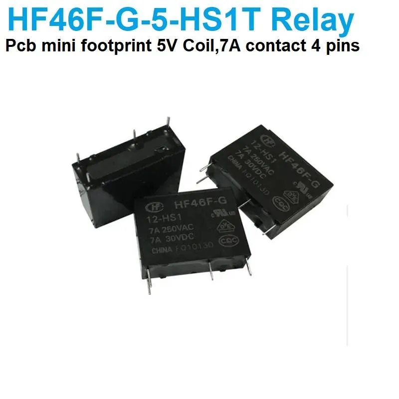 مرحل طاقة نحيف للوحات PCB بجهد ملف 5 فولت وتيار تلامس 5 أمبير - HF46F-G-5-HS1T