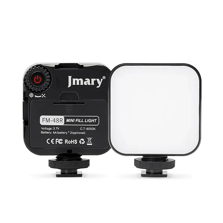 إضاءة تعبئة صغيرة JMARY FM-48R للفيديو بـ48 LED وحرارة لون 6000K