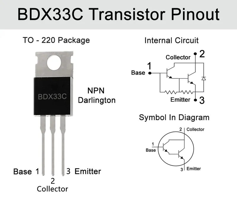 BDX33C NPN Darlington Power Transistor TO-220 100V 10A