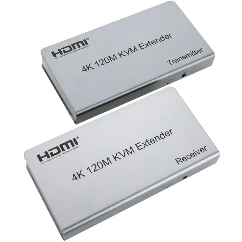 موسّع HDMI 4K مع KVM بمسافة 120 متراً عبر كابل LAN من نوع CAT5E/6