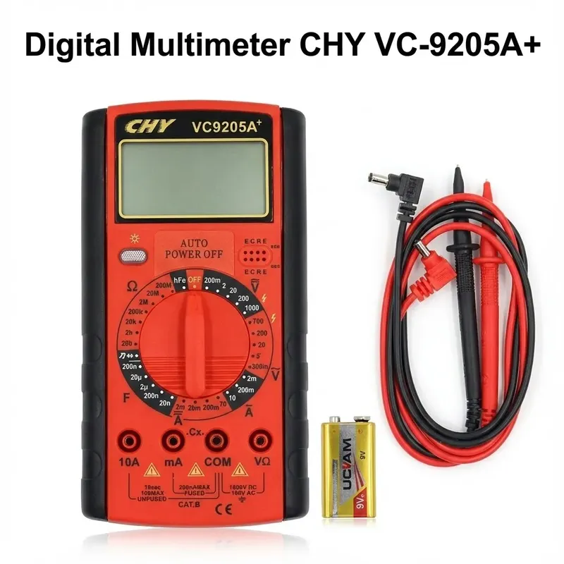 CHY VC-9205A Digital Multimeter, 1999 Count, hFE, Auto Power-Off