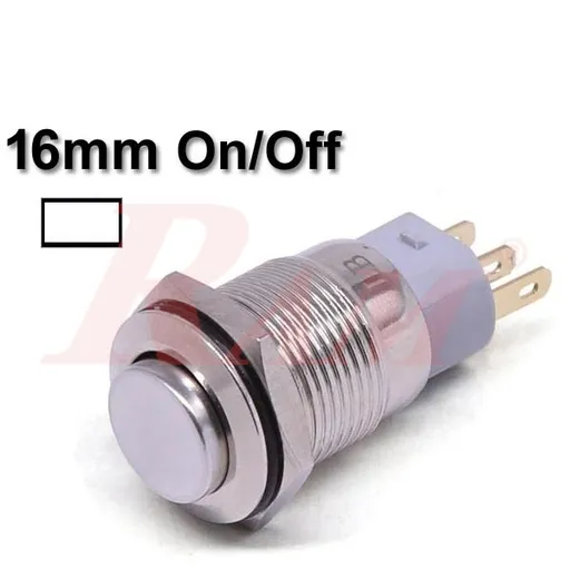 Metal On/Off Switch 16mm White LED Ring IP67 3A/250VAC