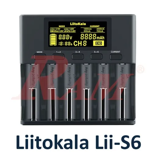 شاحن بطاريات ليثيوم أيون LiitoKala Lii-S6 بست فتحات