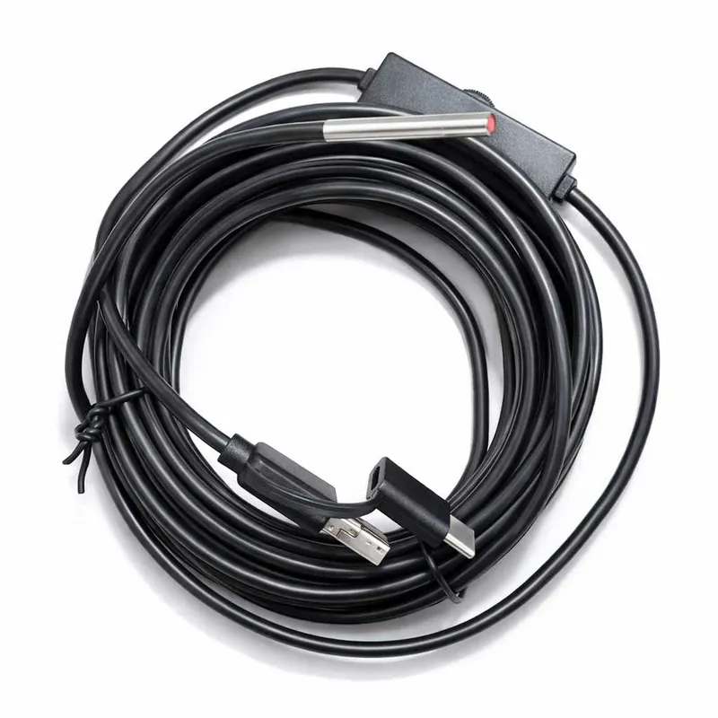 كاميرا تفتيش إندوسكوب USB برأس معدني 3 مم وكابل 5 متر