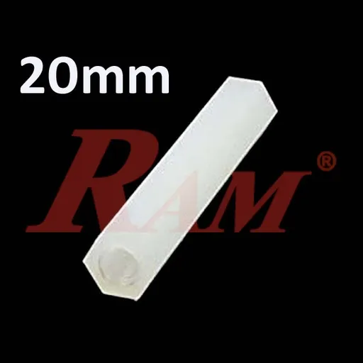 Nylon Hex Standoff Spacer M3 x 20mm Female-Female